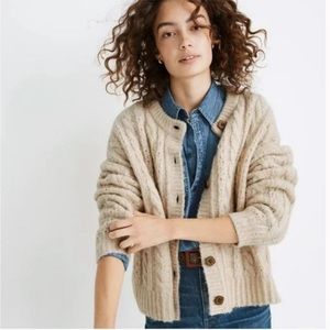 Madewell Pointelle Cable Cardigan Sweater in Ecru Cream Size XS